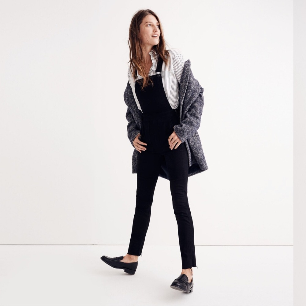 Madewell Black Skinny Overalls Raw Hem Edition